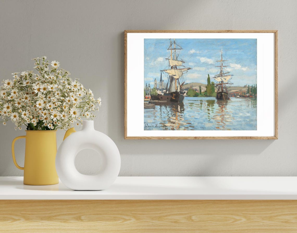 Ships On The Seine At Rouen, Vintage Maritime Landscape
