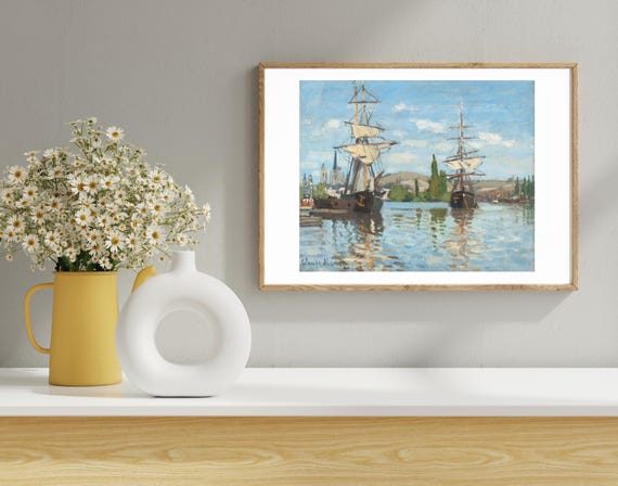 Ships On The Seine At Rouen, Vintage Maritime Landscape