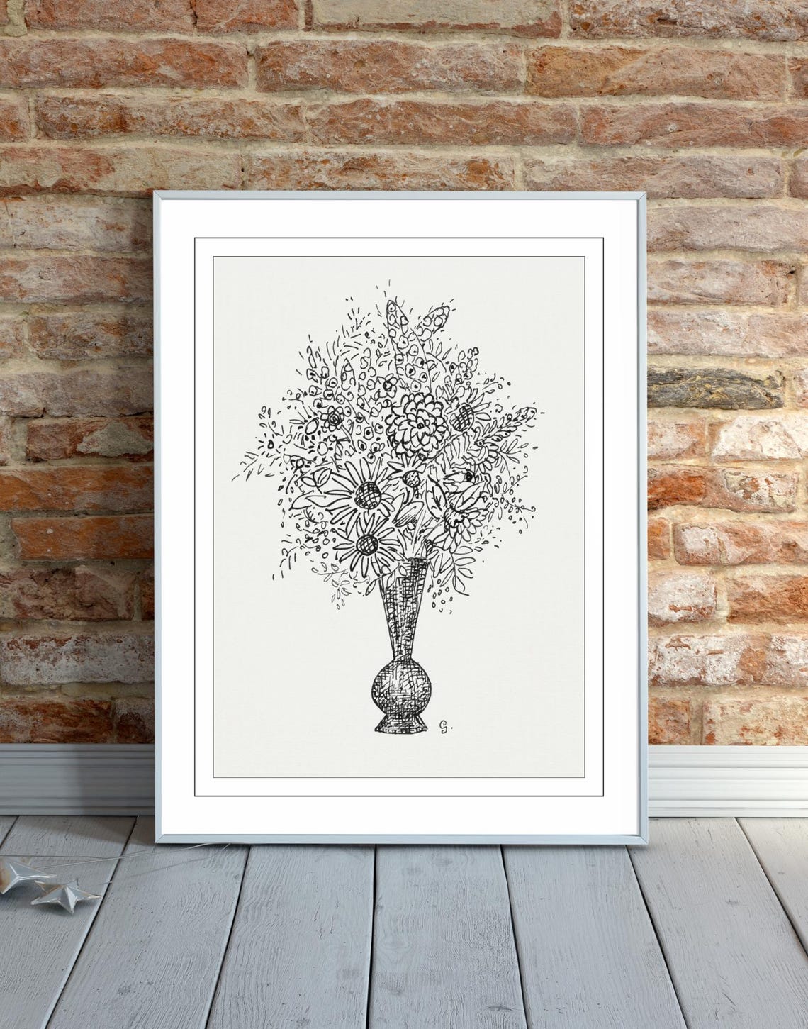 Leo Gestel Vase Art Print, Vintage Flower Drawing