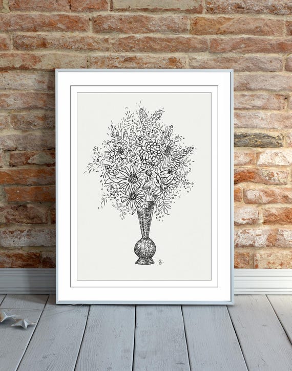 Leo Gestel Vase Art Print, Vintage Flower Drawing