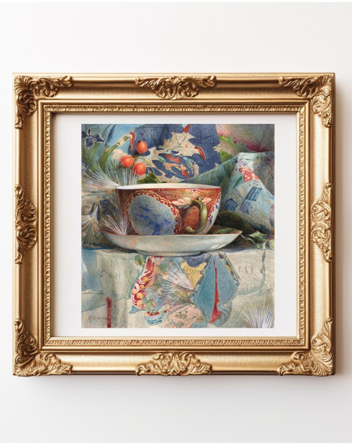 Vintage Tea Cup Art Print, Kitchen Tea Lover Decor