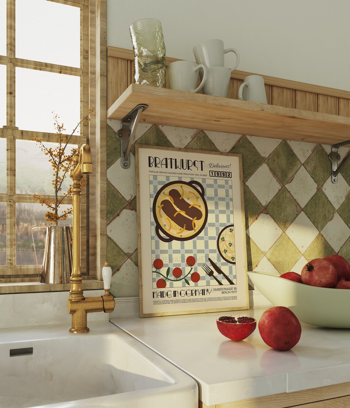 Bratwurst Retro Kitchen Poster, Pop Art Print - Image 3
