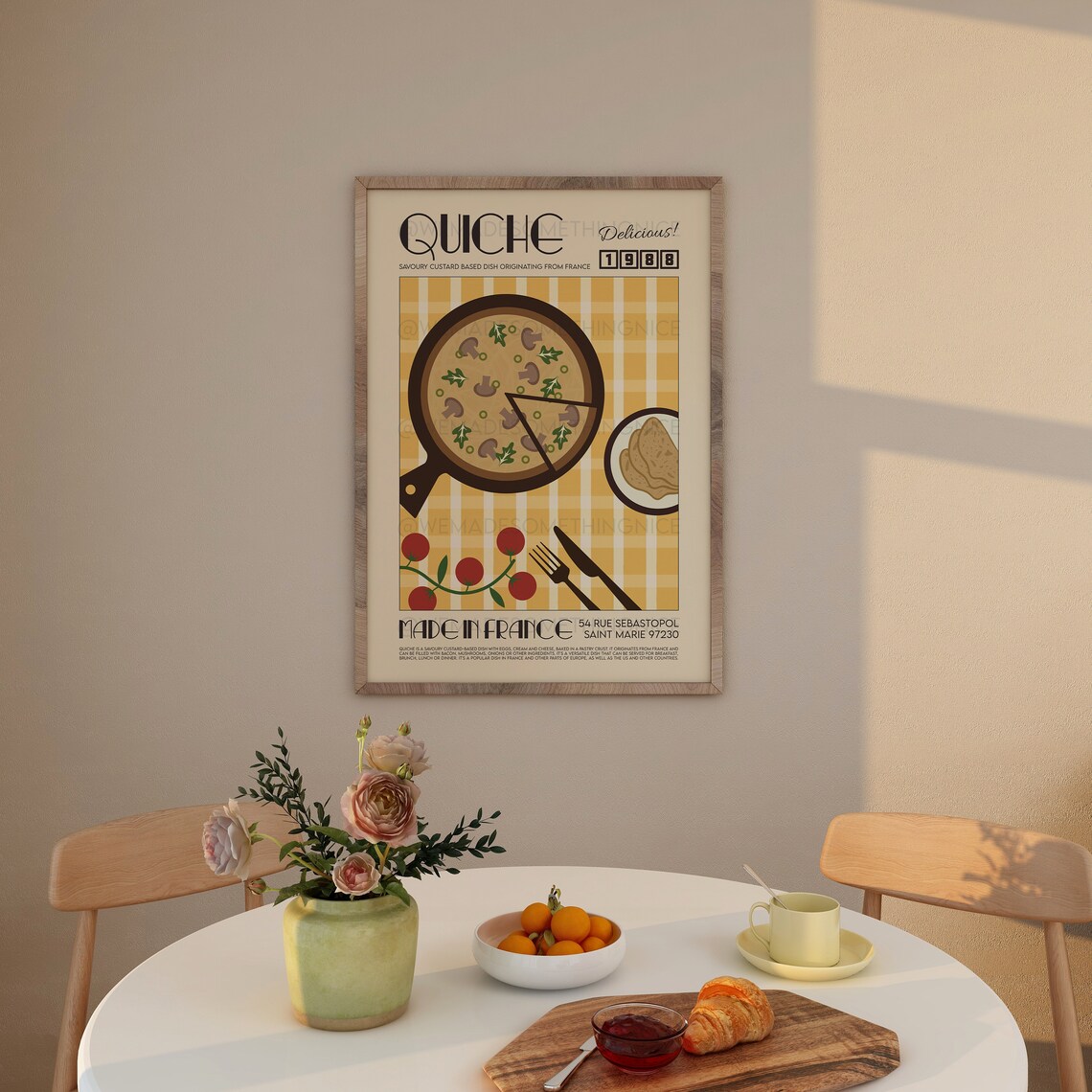 French Quiche Retro Kitchen Pop Art Poster Print - Image 4