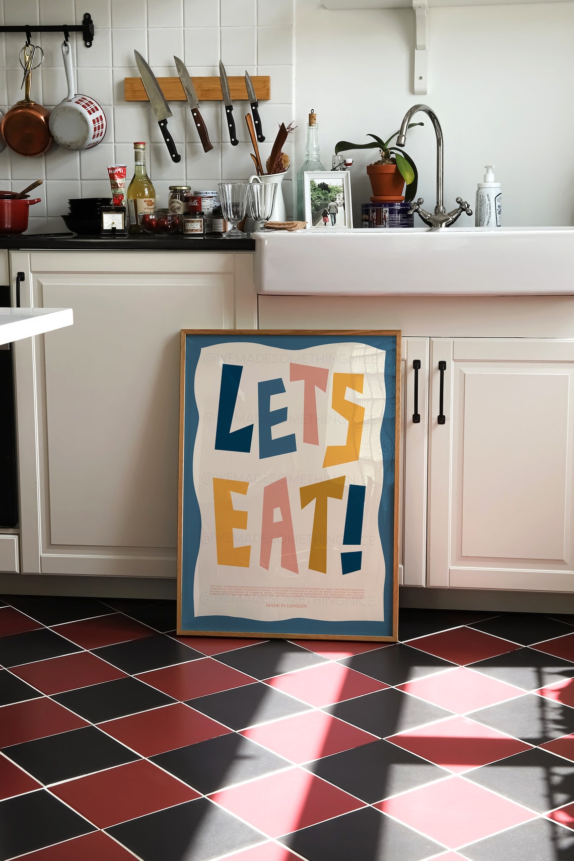 Lets Eat Made In London Cheerful Bold Typography Kitchen Wall Poster - Image 3