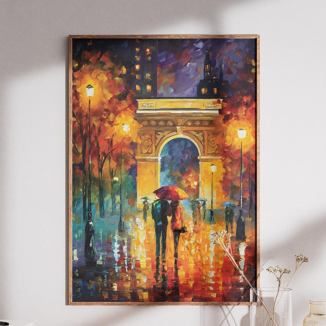New York City Washington Square Arch Rainy Night Cityscape Poster