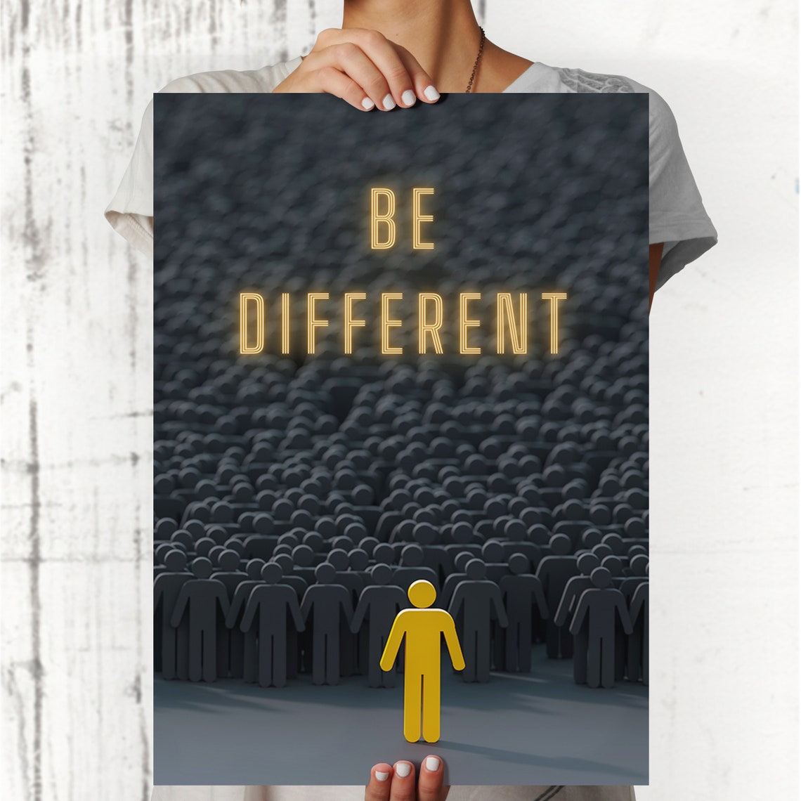 Be Different Gold Quote Crowd Individuality Office Art Poster - Image 2