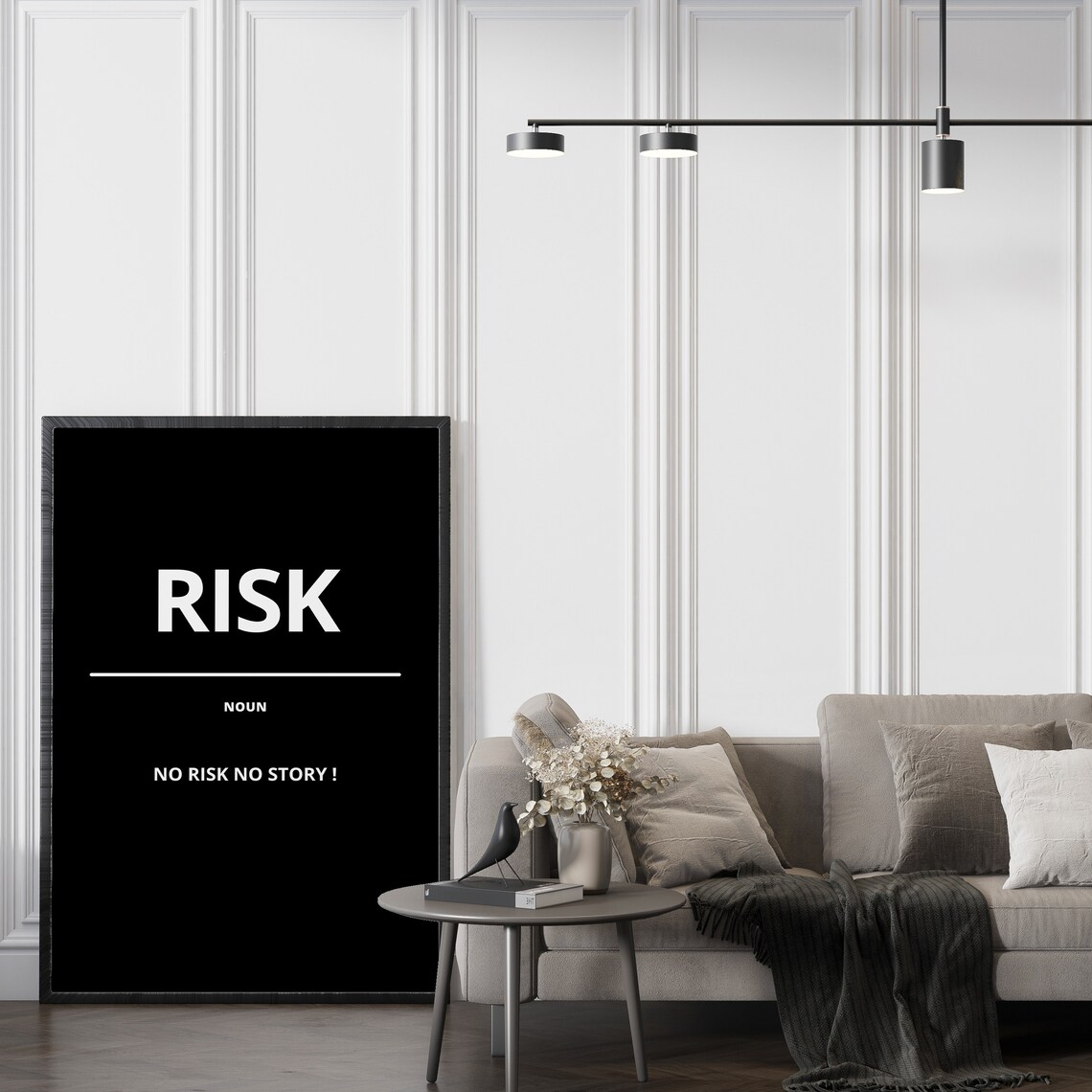 Risk Noun Definition Moody Dark Motivational Quote Decor Poster - Image 4
