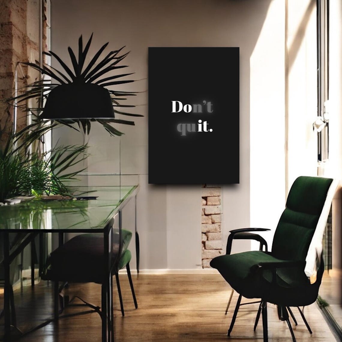 Don't Quit Serif Quote Elegant Minimalist Black Office Wall Art - Image 4