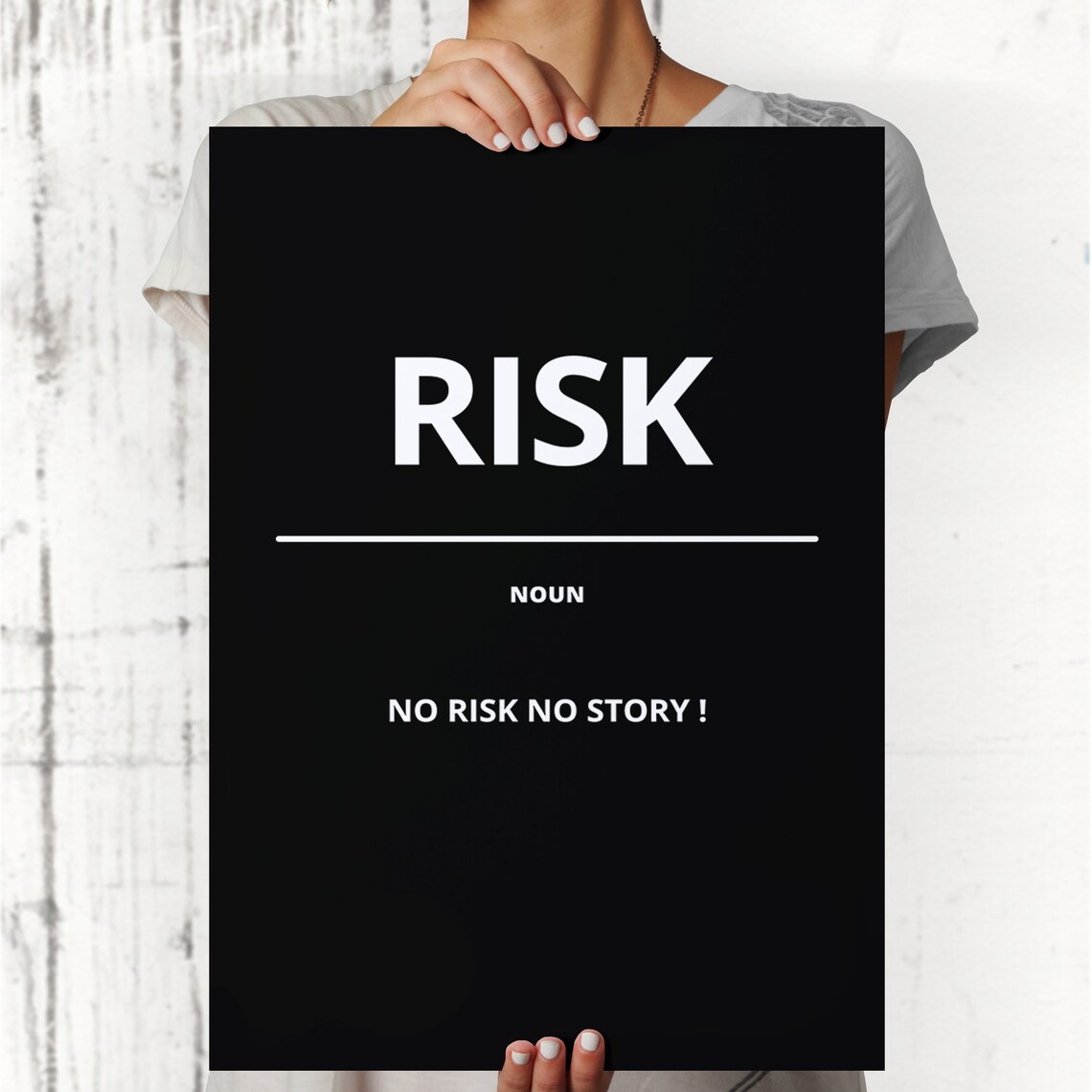 Risk Noun Definition Moody Dark Motivational Quote Decor Poster - Image 2