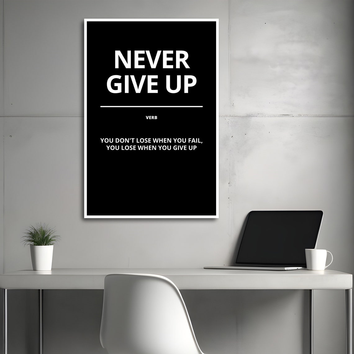 Never Give Up Bold Black Dictionary Definition Motivational Poster - Image 4