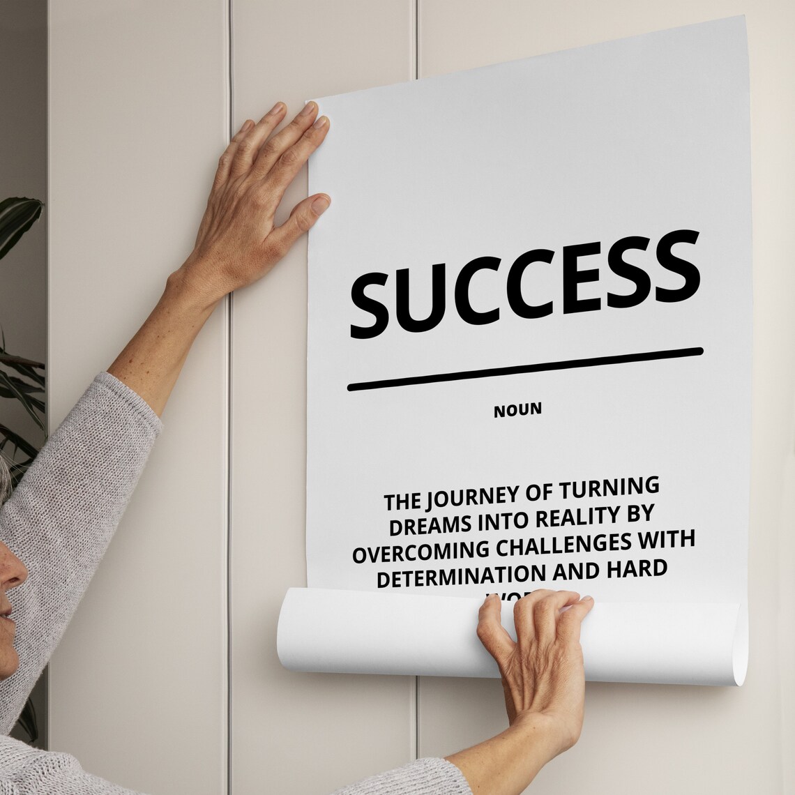 Success Noun Definition Minimalist White Motivational Quote Poster - Image 3