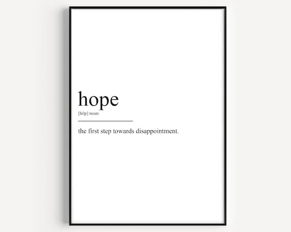 Sarcastic Hope Dictionary Definition Print Minimalist Humor Gift