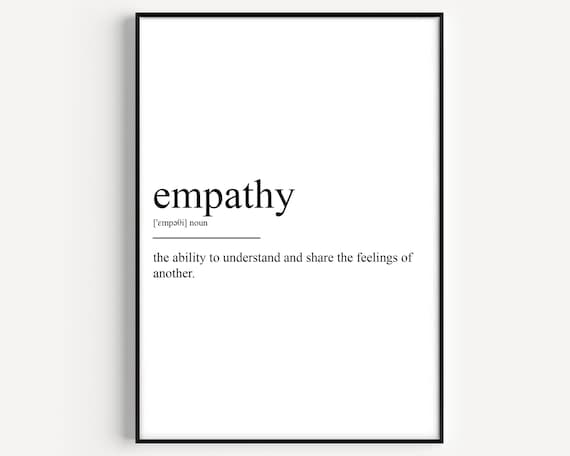 Empathy Definition Kindness Dictionary Typography Art Poster