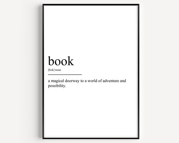 Book Definition Art Print, Typography Quote