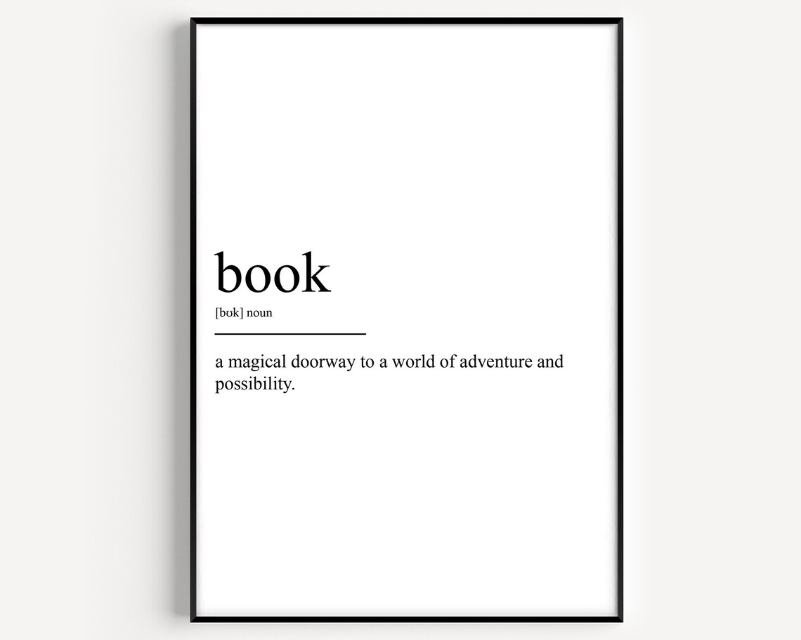 Book Definition Art Print, Typography Quote
