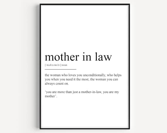 Mother in Law Definition Heartfelt Minimalist Gift Word Poster
