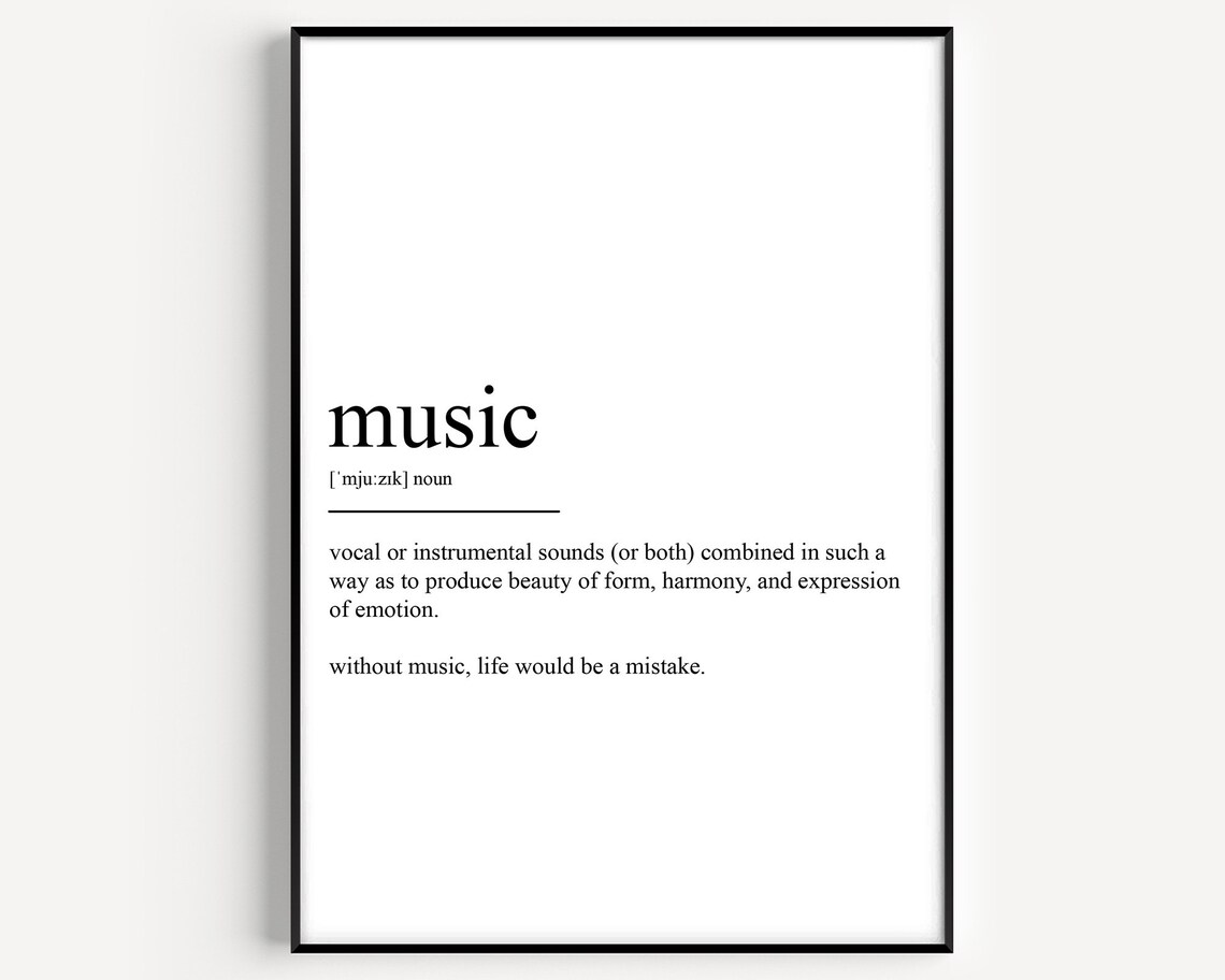 Music Definition Art Print, Typographic Decor