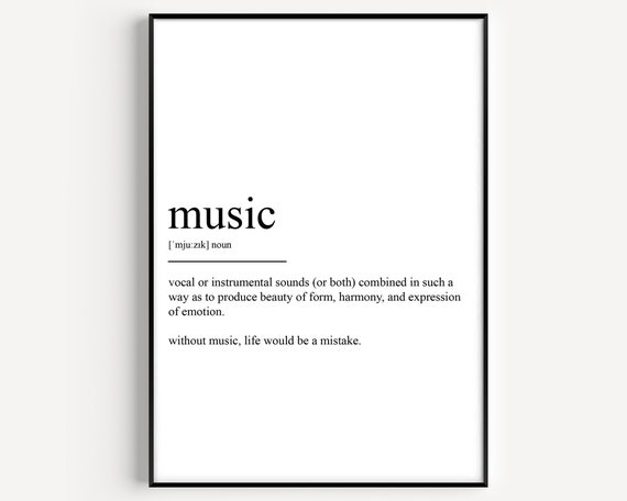 Music Definition Art Print, Typographic Decor