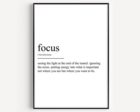 Focus Dictionary Definition Motivational Typography Office Wall Poster