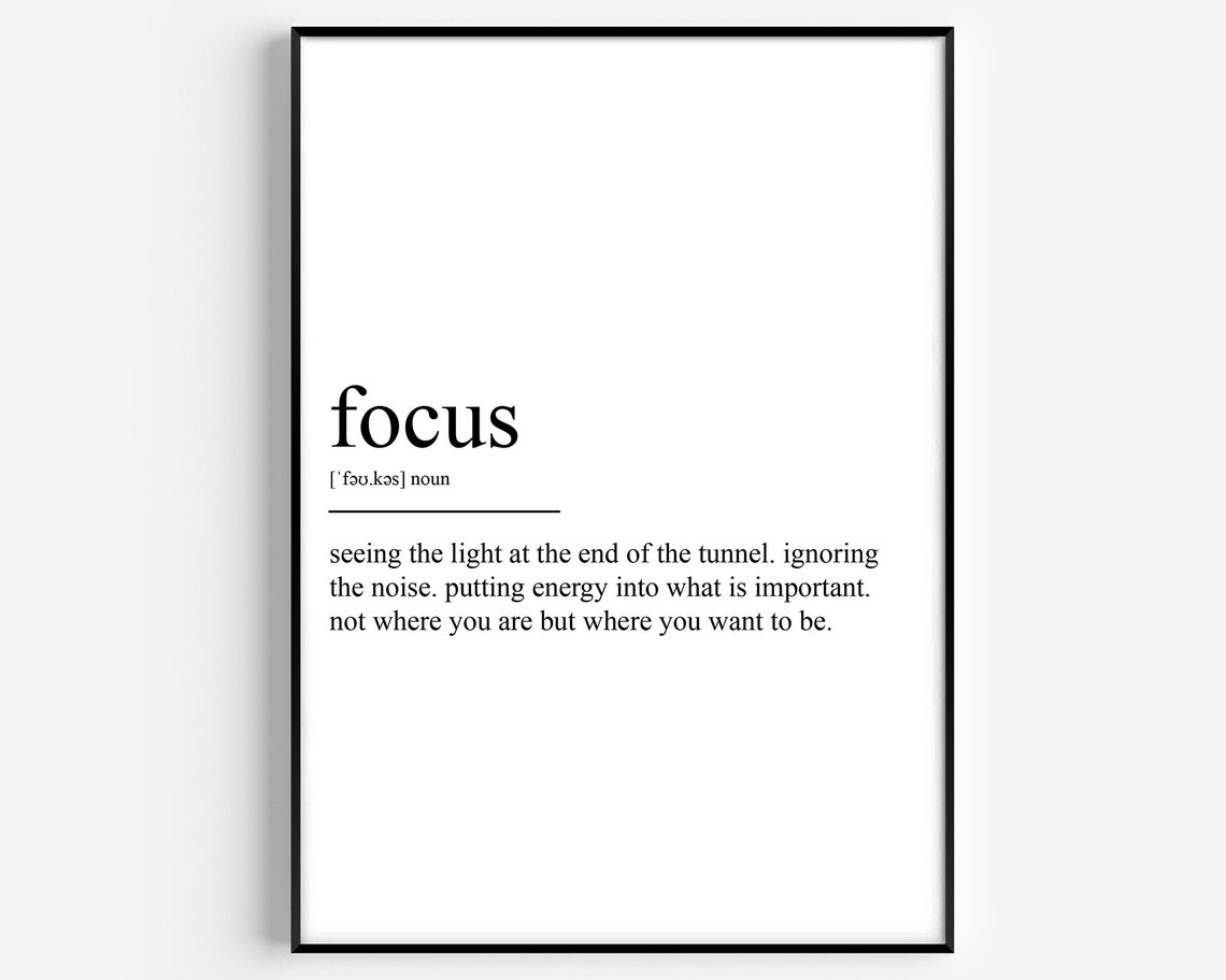 Focus Dictionary Definition Motivational Typography Office Wall Poster