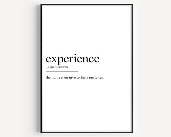 Experience Funny Mistakes Dictionary Definition Quote Wall Art