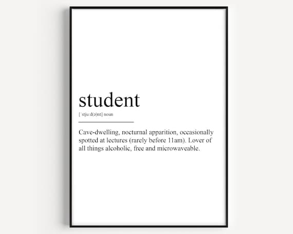 Student Definition Funny Dictionary Style Humorous Word Art Poster