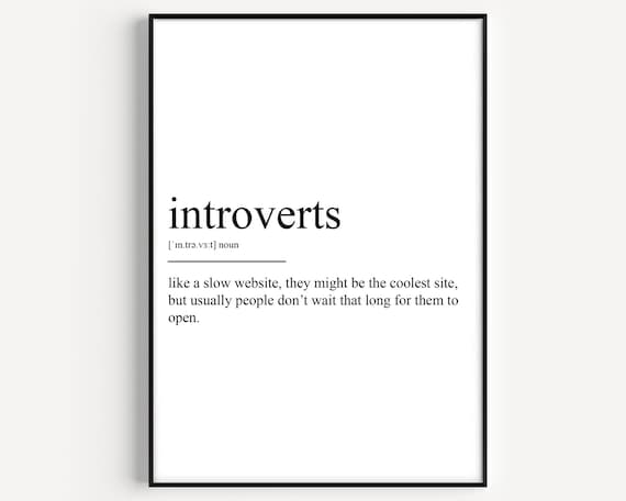 Introverts Funny Word Definition Minimalist Dictionary Art Poster