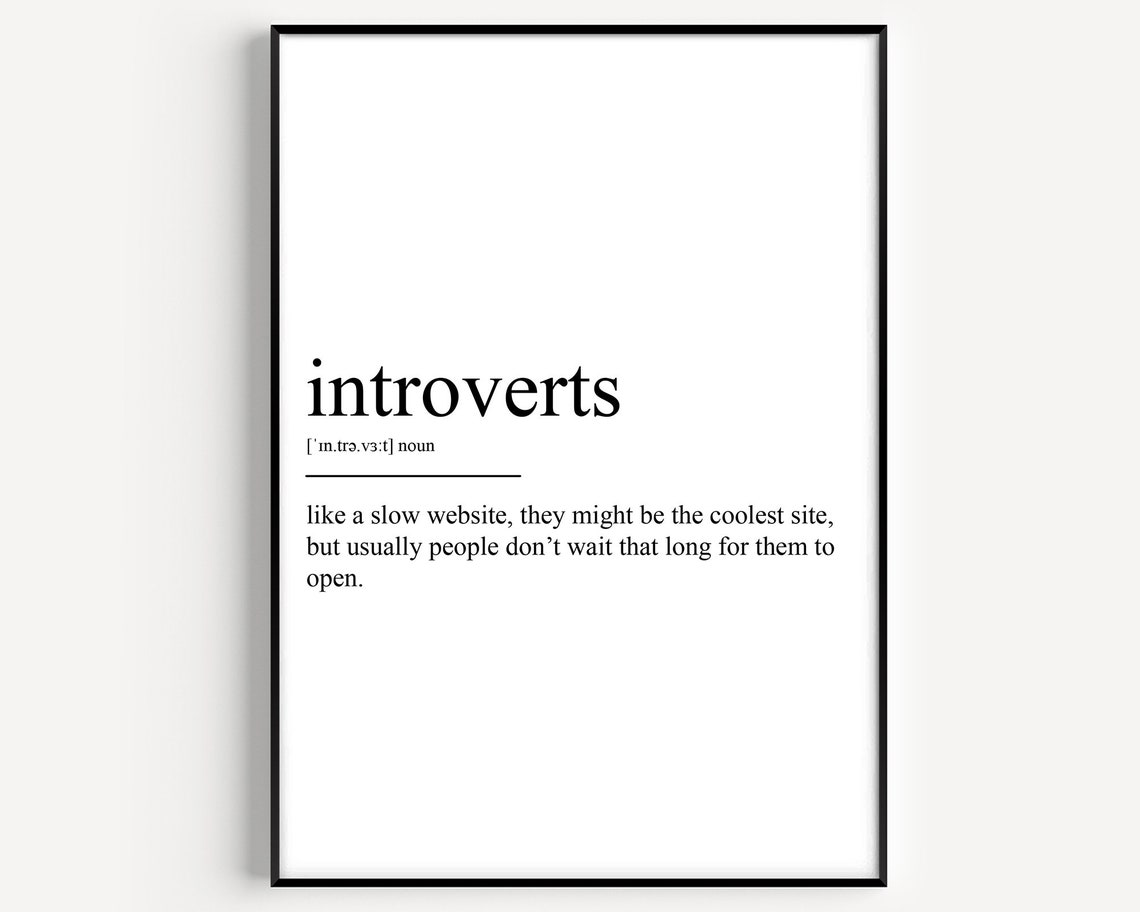 Introverts Funny Word Definition Minimalist Dictionary Art Poster