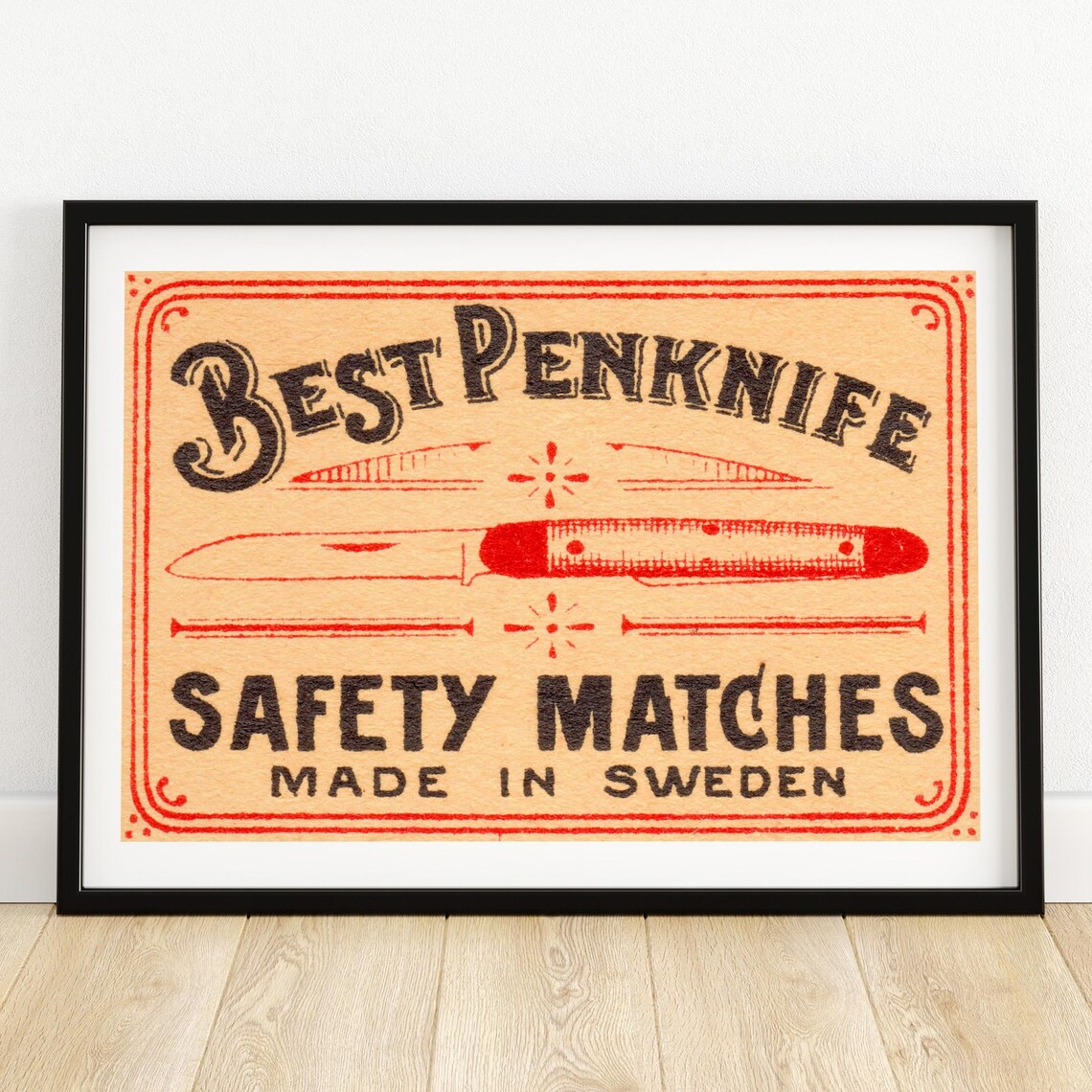 Best Penknife Safety Matches Vintage Swedish Matchbox Label Art Poster