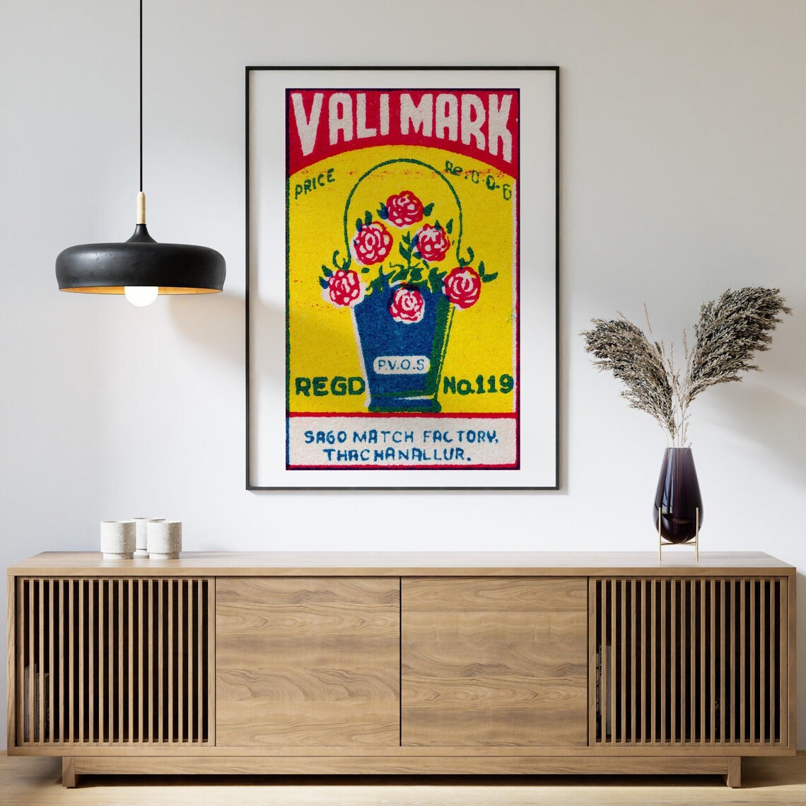 Vali Mark Flower Basket Vintage Indian Safety Matches Label Poster - Image 4