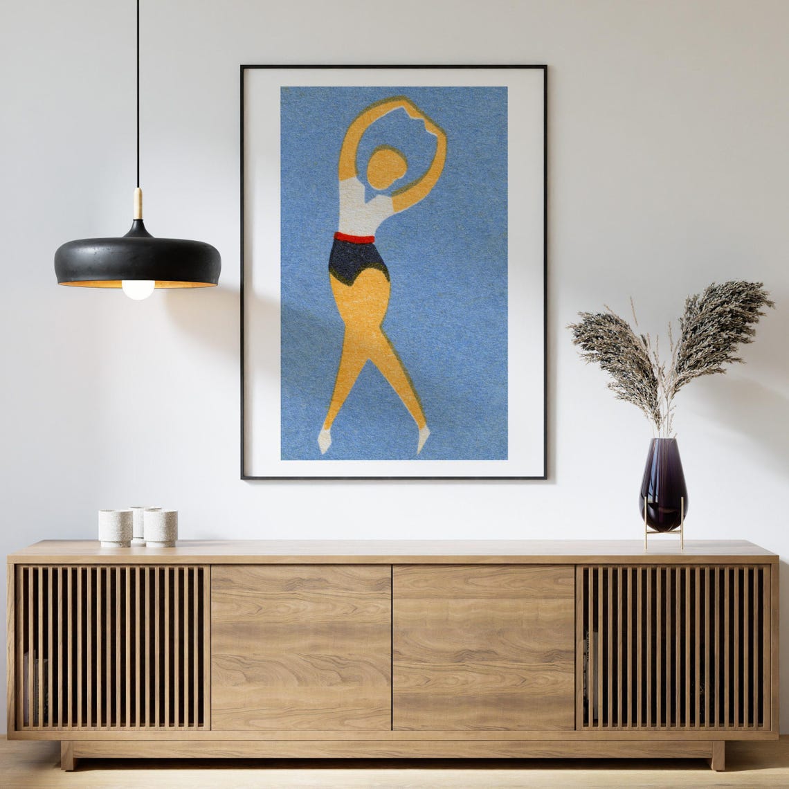Abstract Dancer Gymnast Figure Blue Background Matchbox Label Poster - Image 4