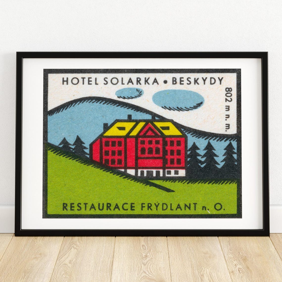 Hotel Solarka Beskydy Mountain Hotel 802 m Vintage Label Poster