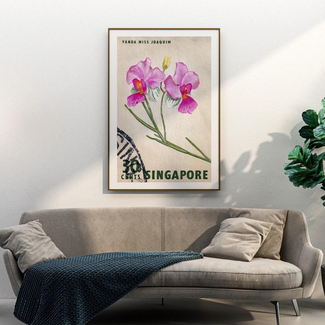 Pink And White Flower Singapore Vintage Poster Print - Image 3