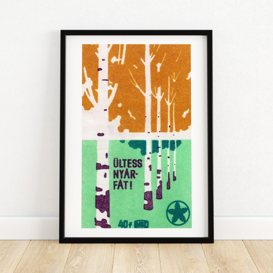 Plant Summer Trees Birch Vintage Hungarian Matchbox Label Art Poster