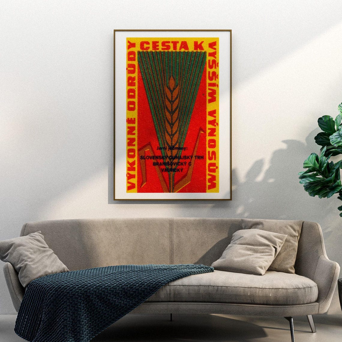 Czech Red Wheat Sheaf High Yield Harvest Matchbox Label Poster - Image 3