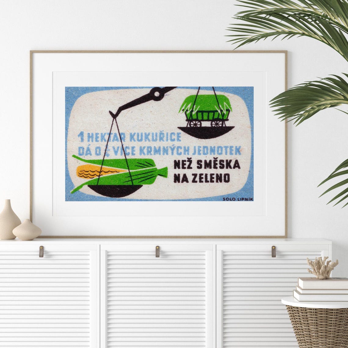 Corn Versus Hay Harvest Scale Vintage Czech Matchbox Farm Art Poster - Image 2