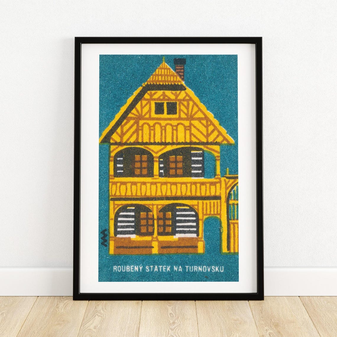 Turnovsko Timbered Farmhouse Folk Vintage Matchbox Label Poster