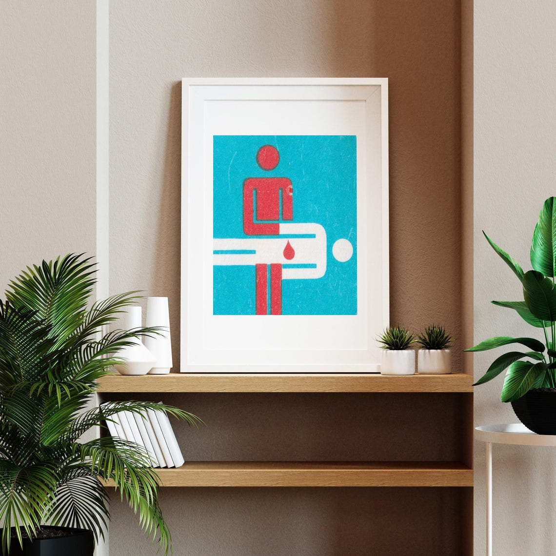 Vintage Blood Donor Icon Bold Red Minimalist Matchbox Art Poster - Image 2