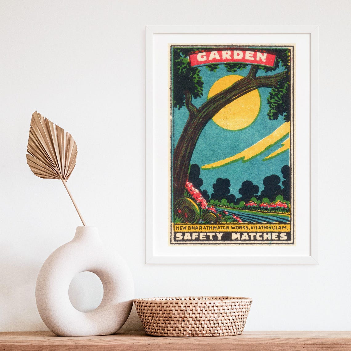 Garden Big Tree Yellow Sun River Flowers Indian Matchbox Poster - Image 4