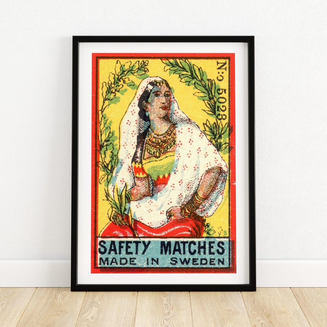 Veiled Indian Woman Gold Jewelry Swedish Safety Matches Poster
