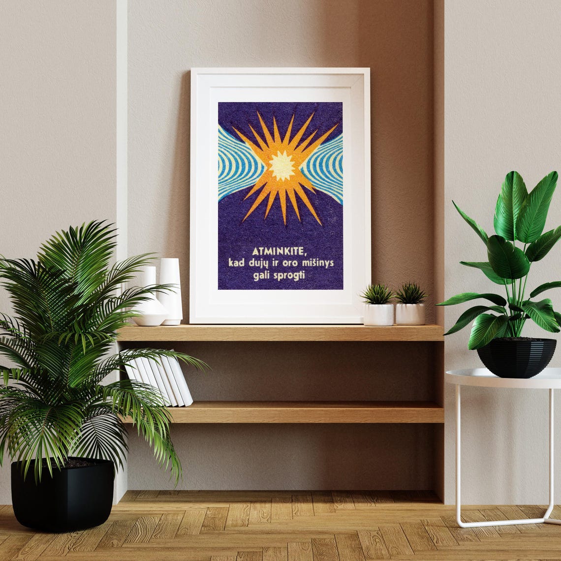 Lithuanian Gas Safety Vintage Starburst Warning Label Art Poster - Image 2