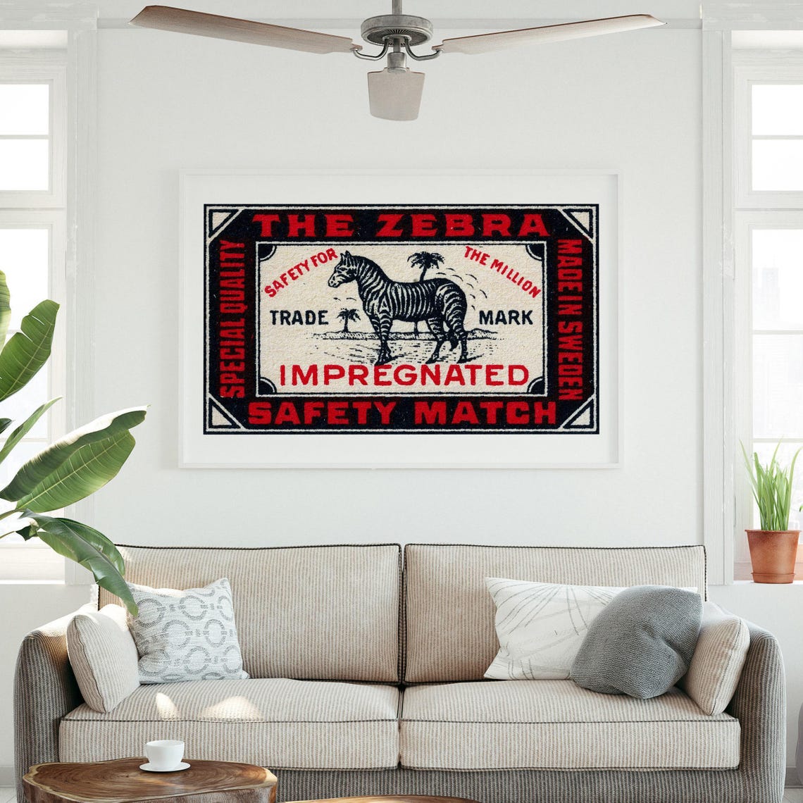The Zebra Swedish Safety Match Vintage Zebra Engraving Poster - Image 3