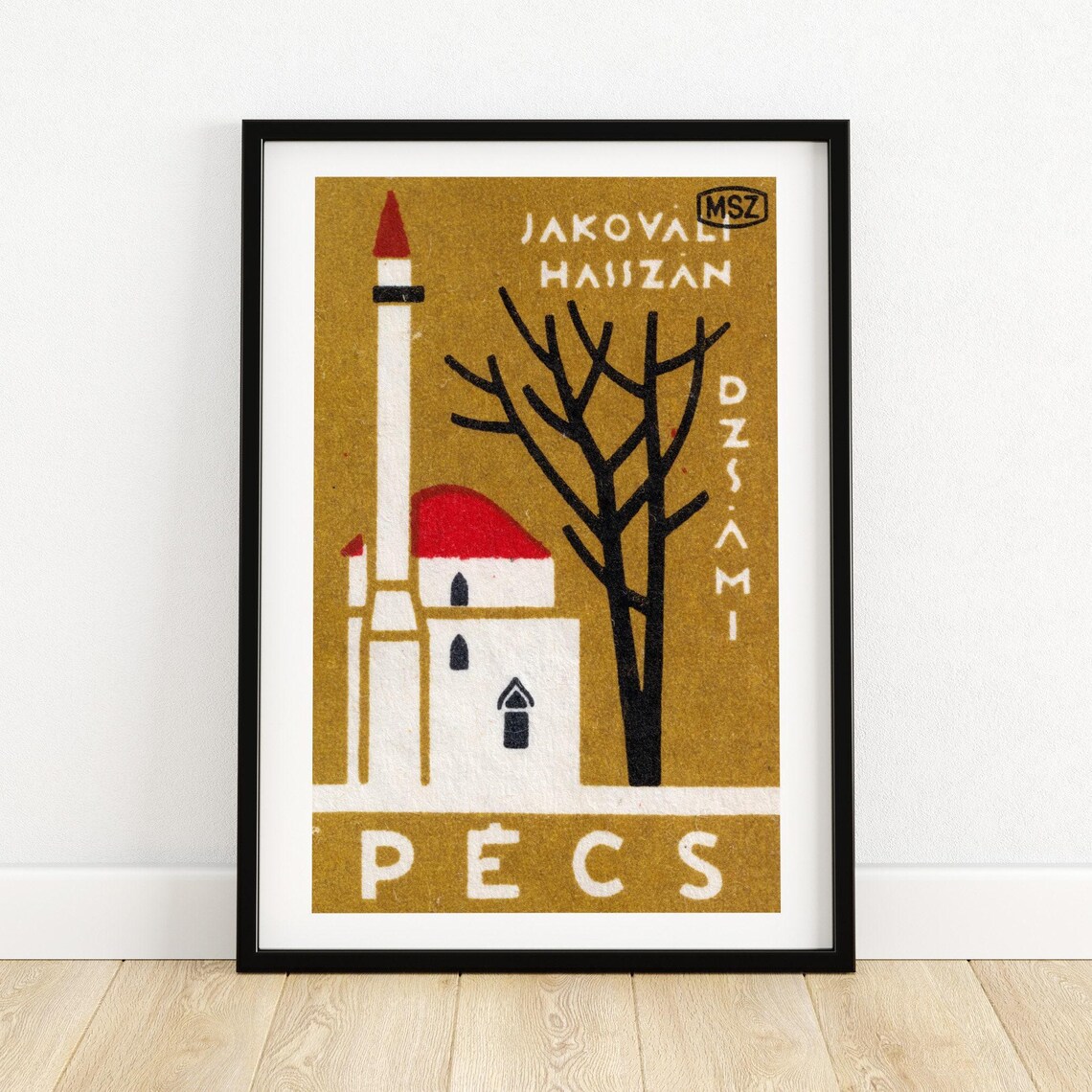 Jakovali Hassan Mosque Pecs Hungary Vintage Matchbox Architecture Poster