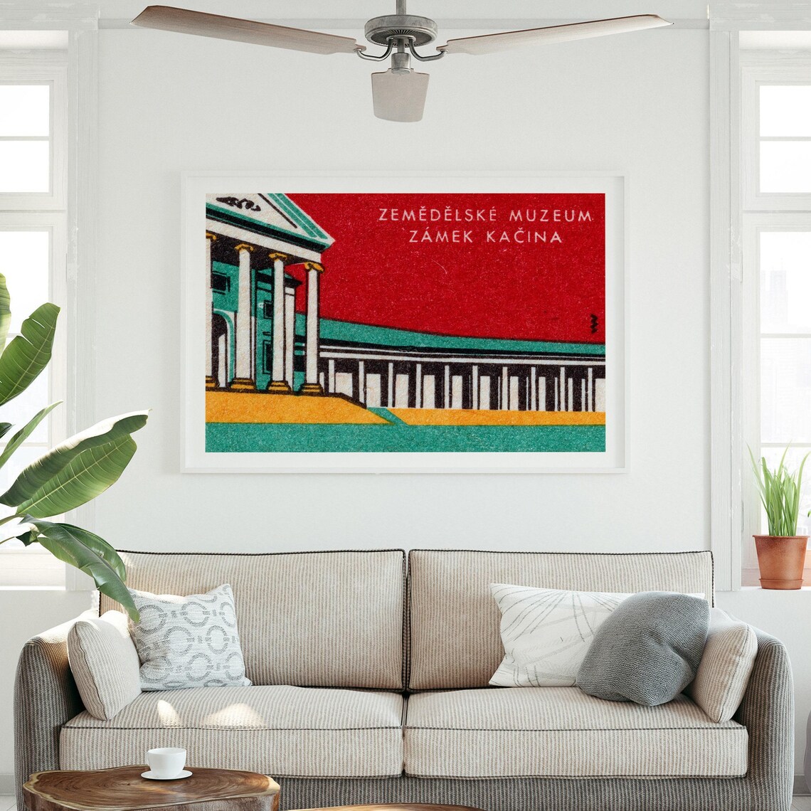Zemědělské Muzeum Zámek Kačina Colonnade Vintage Czech Matchbox Poster - Image 3