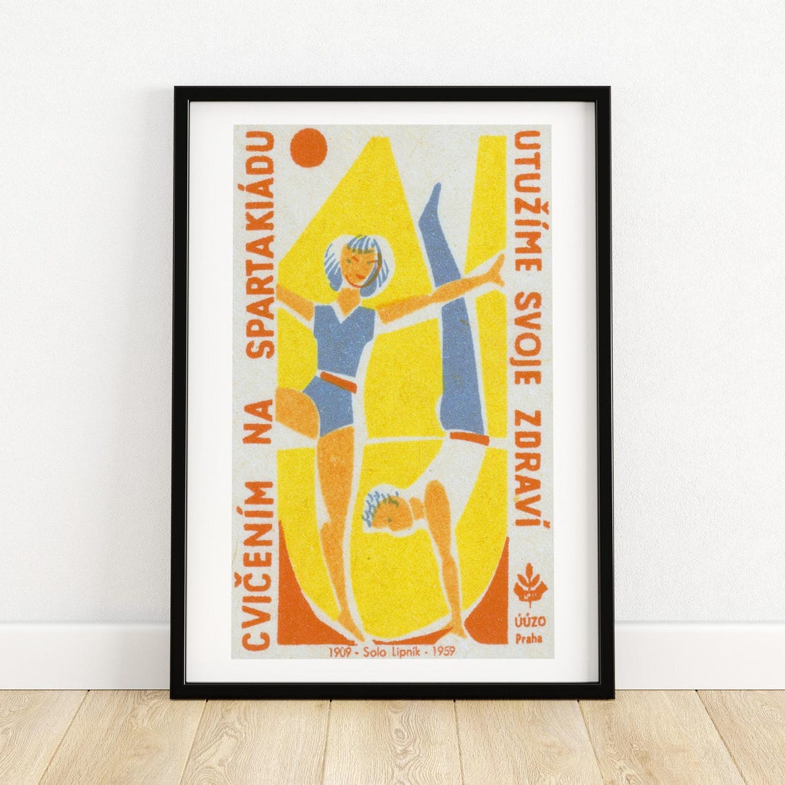 Spartakiad Balancing Gymnasts Czech 1959 Matchbox Sports Poster Art