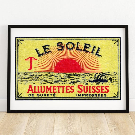 Sunrise Matchbox Print Aesthetic Wall Art Vintage Sweden Art Matchbox Wall Poster Vintage Poster Print