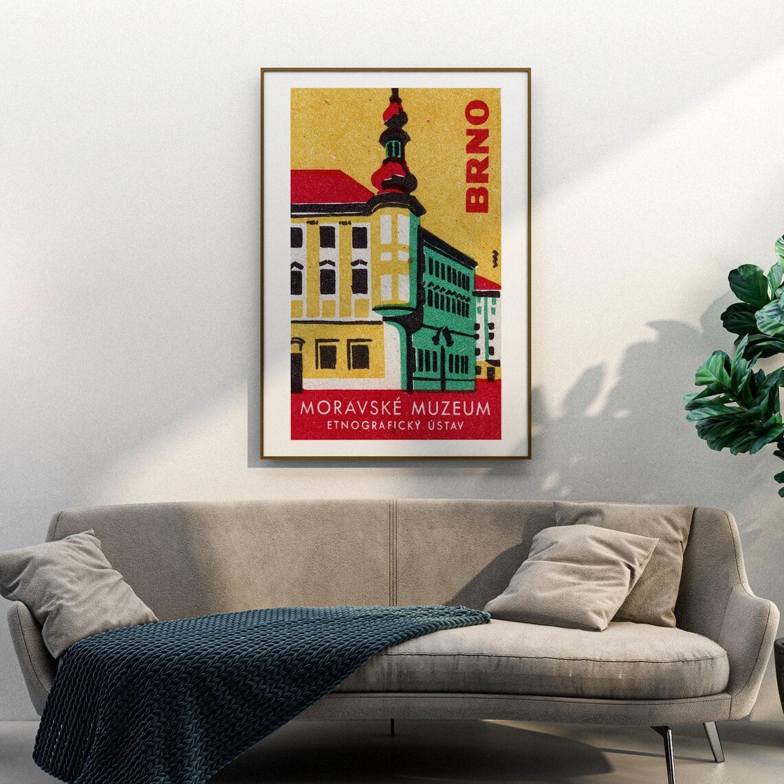 Brno Moravian Museum Building Vintage Czech Label Art Poster - Image 3