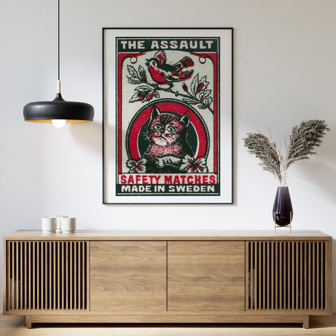 The Assault Swedish Safety Matches Kitten And Bird Vintage Art Poster - Image 4