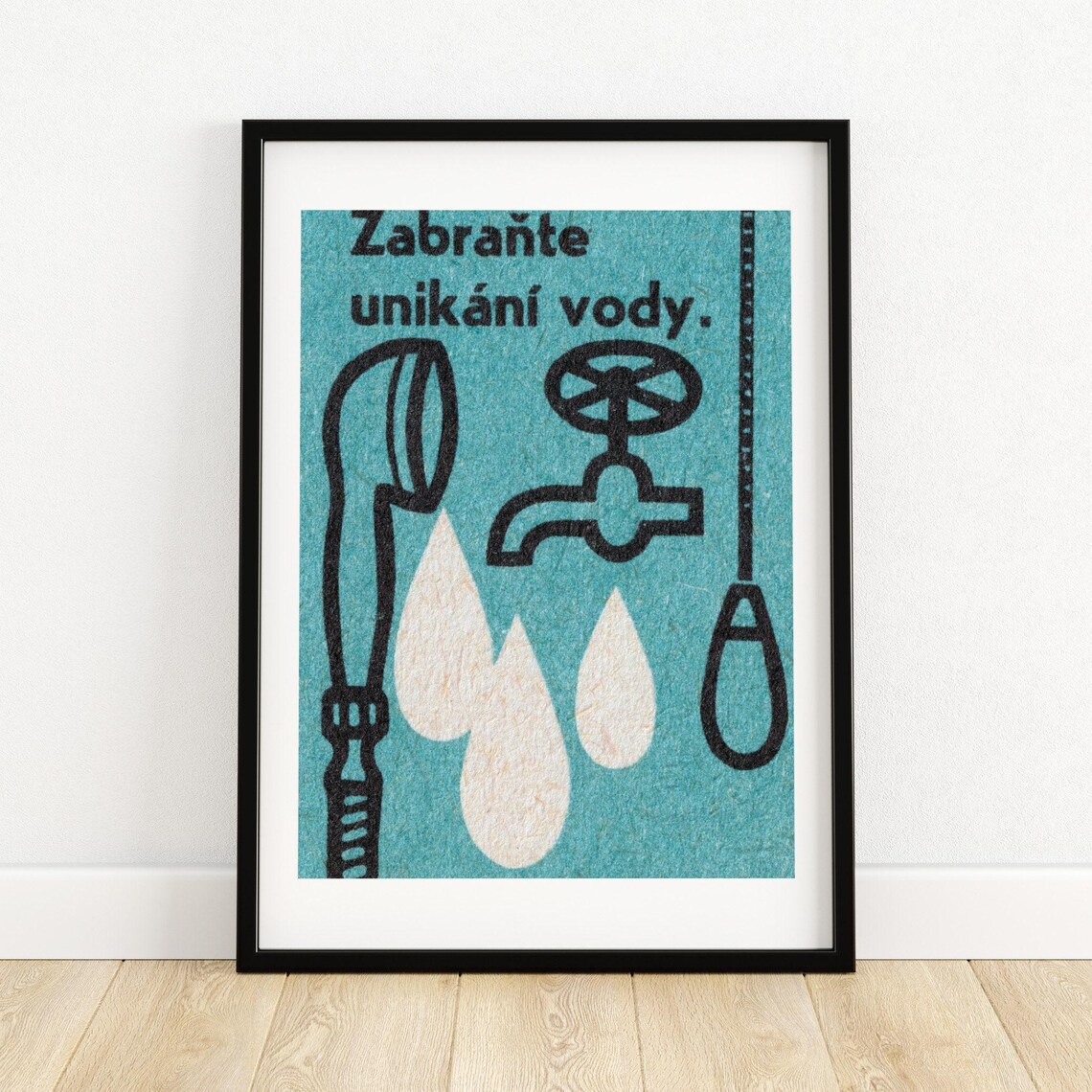 Prevent Water Leakage Czech Faucet Shower Drops Vintage Label Print