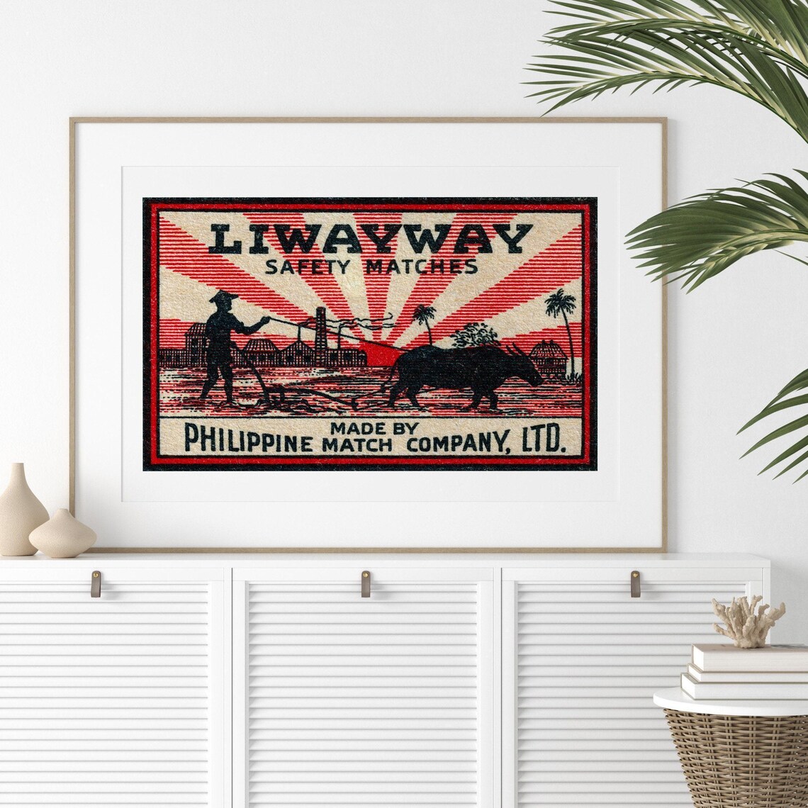Liwayway Farmer Water Buffalo Sunrise Vintage Philippines Poster - Image 2